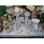 Decorative items, comprising: a pair of Austrian Turn Wien jugs, pair of Franklin Mint white-