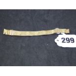 A 9 ct gold lady's watch strap, woven and embossed, 8.5 gm WE DO NOT ACCEPT CREDIT CARDS.