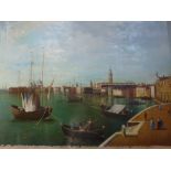 Two oils on canvas, views of Venice, of the Bacino di San Marco and of the Rialto (largest 41 x 61