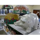 A large pottery pig. [s57] WE DO NOT ACCEPT CREDIT CARDS. CLEARANCE DEADLINE IS THURSDAY AFTER THE