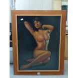 F.T. Chino, a pastel female nude figure study, signed (59 x 44 cm), and an oils on canvas of a