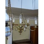 A brass five-branch ceiling light. WE DO NOT ACCEPT CREDIT CARDS. CLEARANCE DEADLINE IS THURSDAY