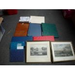 Two albums of first-day covers and loose examples, an album of old postcards including topographical