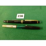 A Mont Blanc Meisterstuck 4810 fountain pen in black, no. HS1797892, with 14 ct gold nib; and a