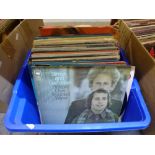 Four boxes of assorted 12 in records, mainly albums, including rock and pop from the 1970s and