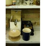 A collection of kitchenware comprising oven trays as new, a coffee grinder, a pasta machine etc. [