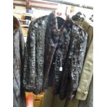 A lady's dark brown patterned mink fur jacket with gathered cuffs and concealed fastening [