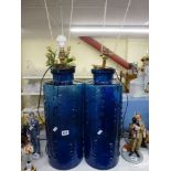A large pair of impressive blue glass vases converted to table lamps. [s13] WE DO NOT ACCEPT