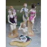 Five Royal Doulton Archives the Bathers collection figurines comprising Summer's Darling, Brighton