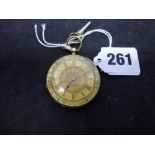 A late 19th century Swiss ladies' fob watch, in 14 ct gold, profusely engraved and with varicoloured