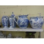 A large pair of Spode Jasmine pattern candlesticks, a large Spode Signature Collection jug of