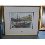 Alice Greenhill, watercolour, fishing boats at Ostend, signed; James Priddey, a mixed method
