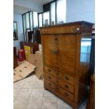 A 19th century secretaire abattant in figured walnut the marble top above a frieze drawer, the