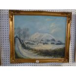 W.G. Buxton, oils on canvas, snow on the barrow, signed (50 x 60 cm), gilt swept frame; and Otto