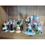 A Beswick ten piece cat band including Purrfect Pitch and Fat Cat plus four Beswick Footballing