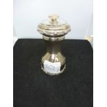 An unusual Elizabeth II silver capstan pepper mill, with Celtic borders, 3.5 in high, Birmingham