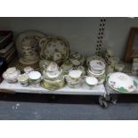A mix of Royal Grafton and Paragon green and floral decorated china including tureens and covers,