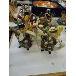 Eight Royal Doulton Ltd Ed teapots with double portrait lids and double body including Policeman and