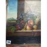 Three Flemish-style oils on canvas still life studies of fruit, flowers and insects (largest 33 x 28