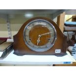 A 1930s Enfield three-train mantel clock in oak case, rod-chiming [B] WE DO NOT ACCEPT CREDIT CARDS.