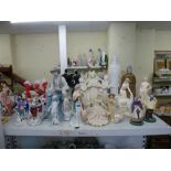 A mixed lot of figurines including a signed Royal Doulton Eliza Farren, Countess of Derby, four