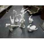 Seven Coalport Sporting element figurines modelled by Peter Holland including Cutting the ice, The
