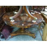 A magnificent 19th century breakfast table in exotic hardwood the circular hinged top on an