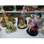 Three 1930s-style figures modelled by Andy Moss, comprising: Young Clarice Cliff Trilogy from an