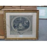 Four framed antique French prints including 'L'heureuse fecondite' and 'L'education fait tout' after