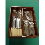 A service of EPNS Old English pattern cutlery for six, by John Yates & Sons, with white-handled
