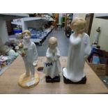 Three Royal Doulton figurines of children Darling HN1319, Lights out HN4465 and Bedtime HN1978. [