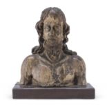 BUST OF CHRIST IN LACQUERED WOOD 18th CENTURY