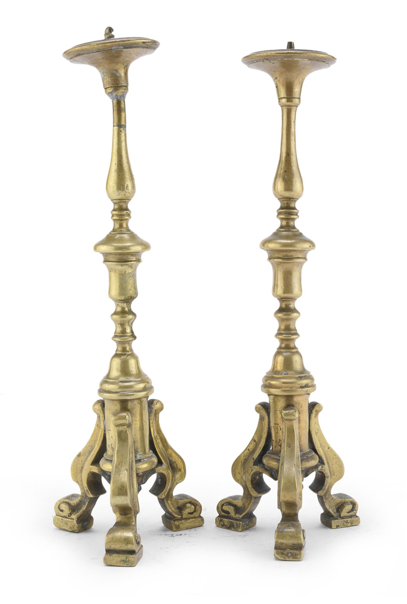 PAIR OF SMALL BRONZE CANDLESTICKS