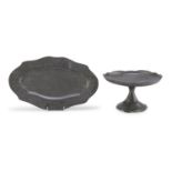 TRAY AND STAND IN PEWTER ART NOUVEAU
