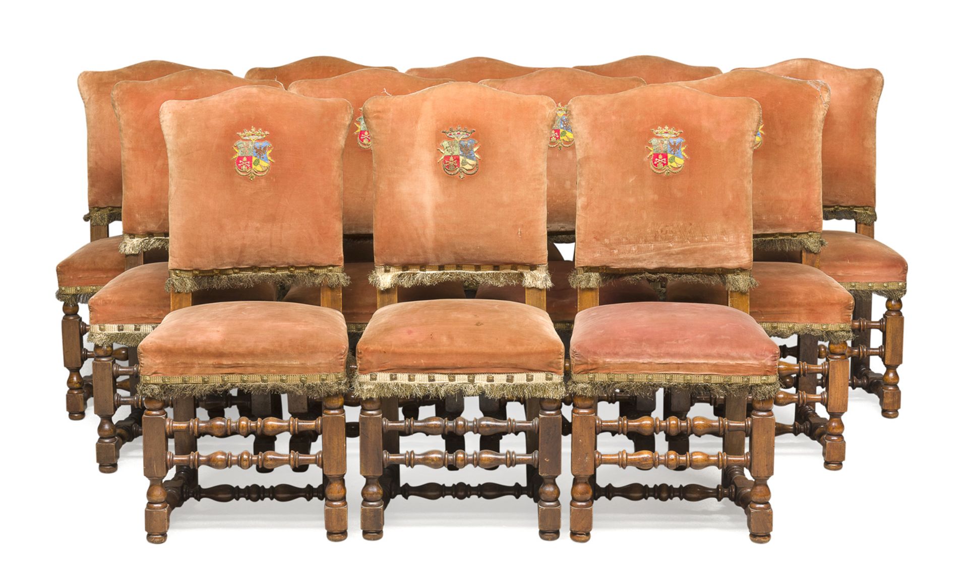 TWELVE NOBLE CHAIRS LATE 19TH CENTURY