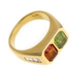 GOLD RING WITH DIAMONDS AND HARD STONES