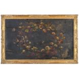 OIL PAINTING OF FLOWER GARLAND BY ROMAN PAINTER LATE 19TH CENTURY