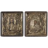 PAIR OF RUSSIAN OIL ICONS LATE 19TH CENTURY