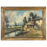 OIL PAINTING OF A FARM ATTRIBUTED TO GINO PALO GORI