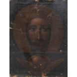 OIL PAINTING WITH FACE OF CHRIST 17TH CENTURY