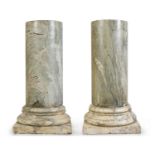 PAIR OF COLUMNS IN SERPENTINE MARBLE