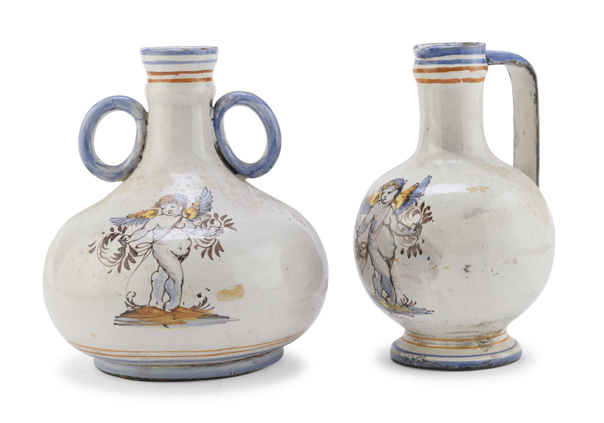 TWO MAJOLICA JUGS