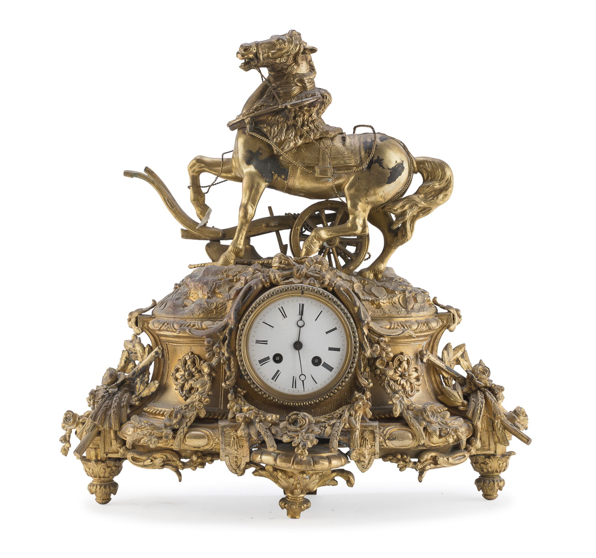 TABLE CLOCK WITH HORSE FIGURE