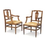 PAIR OF WALNUT ARMCHAIRS