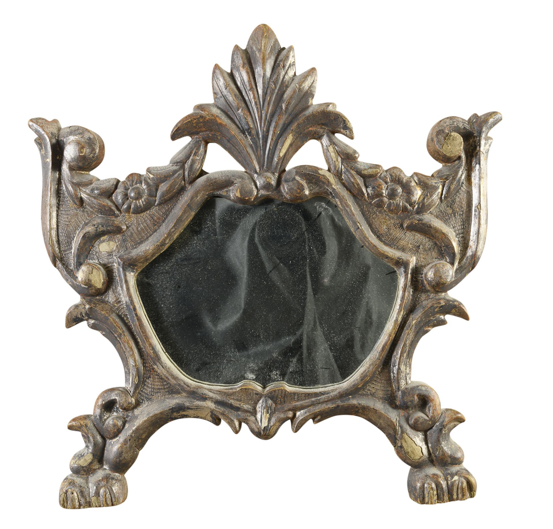 MIRROR IN SILVERED WOOD