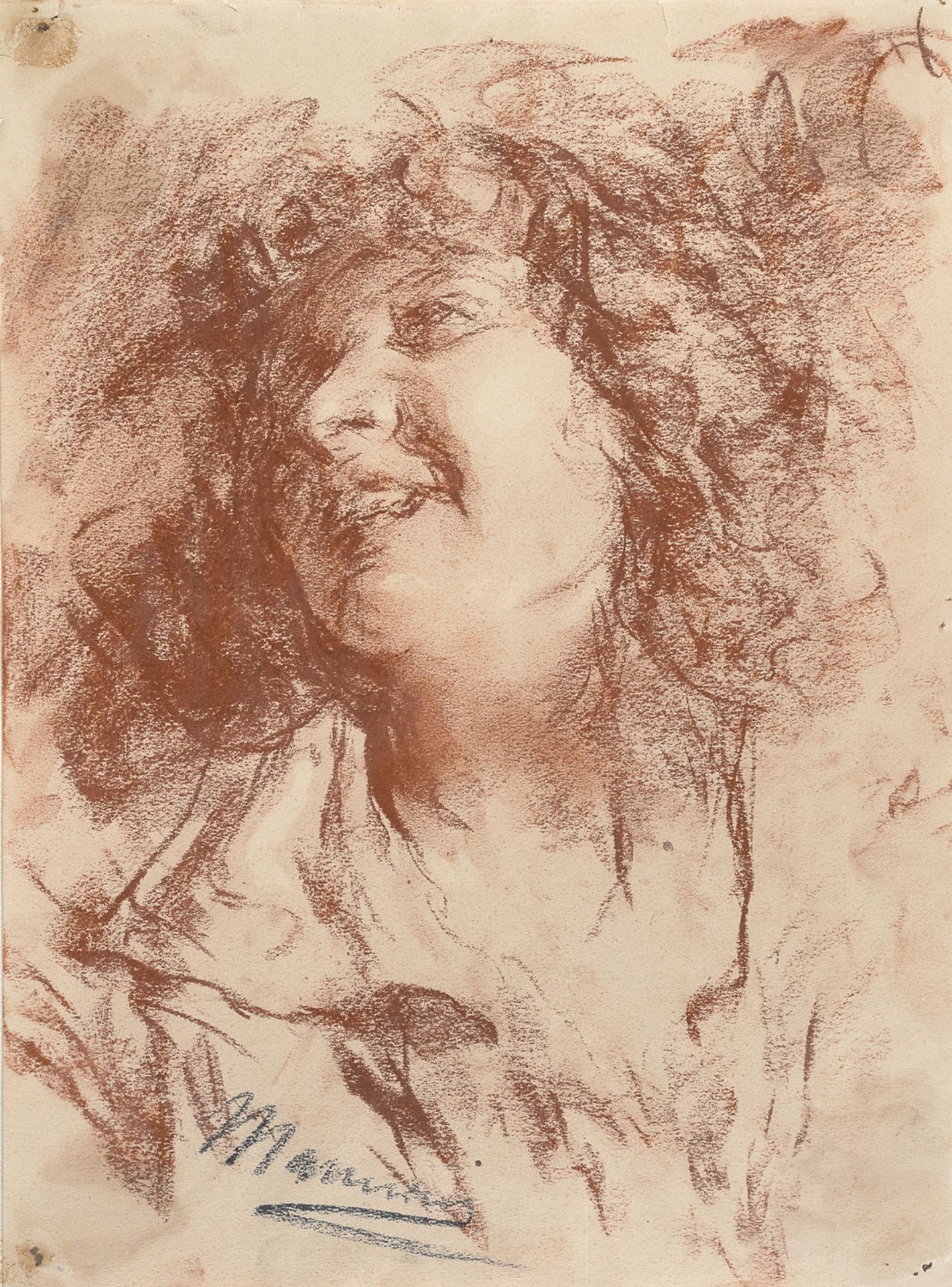 SANGUINE DRAWING OF A WOMAN BY ANTONIO MANCINI