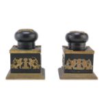 PAIR OF METAL INKWELLS EARLY 19th CENTURY