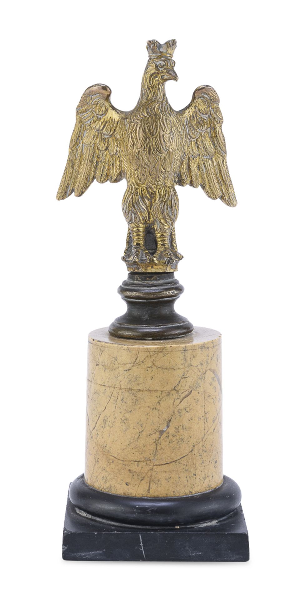 GILDED BRONZE SCULPTURE OF A CROWNED EAGLE LATE 18th CENTURY