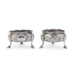 PAIR OF SILVER SALT CELLARS LONDON END OF THE 18TH CENTURY