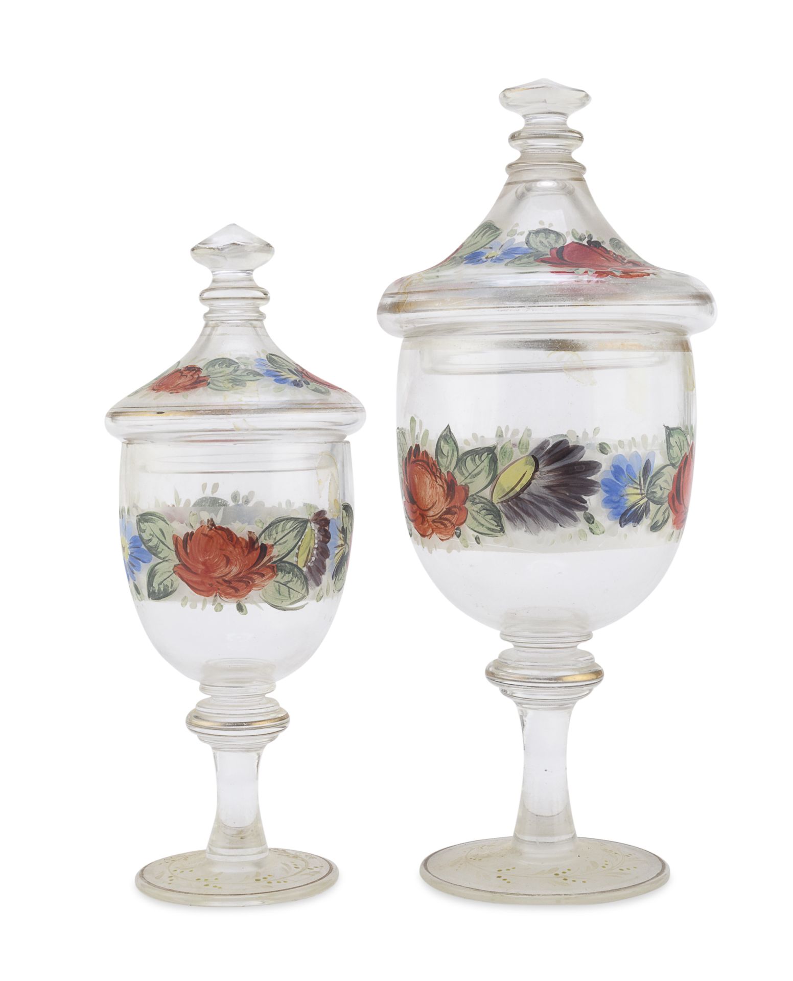TWO GLASS POTICHES EARLY 20TH CENTURY